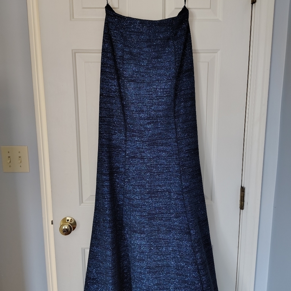 Jovani Navy Sparkle Strapless Formal Fluted Gown 4 - Picture 4 of 15